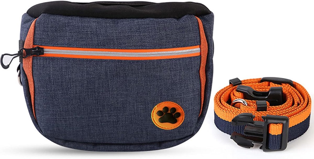 Hond Trainingspouch - Honden Snacktas - Hondentraining Belonen - Waterdicht Doek - 21 x 17 x 4 cm - Grijsdonkerblauw