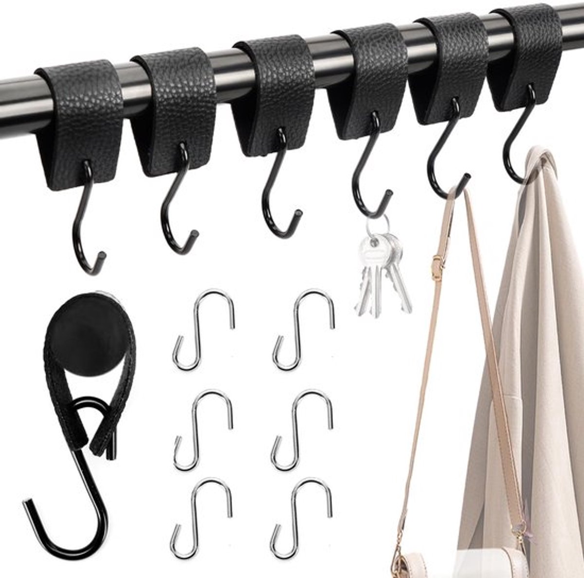 IMstore - S Hooks - Kledinghaken - Industrieel Design - Zwart - Multifunctionele