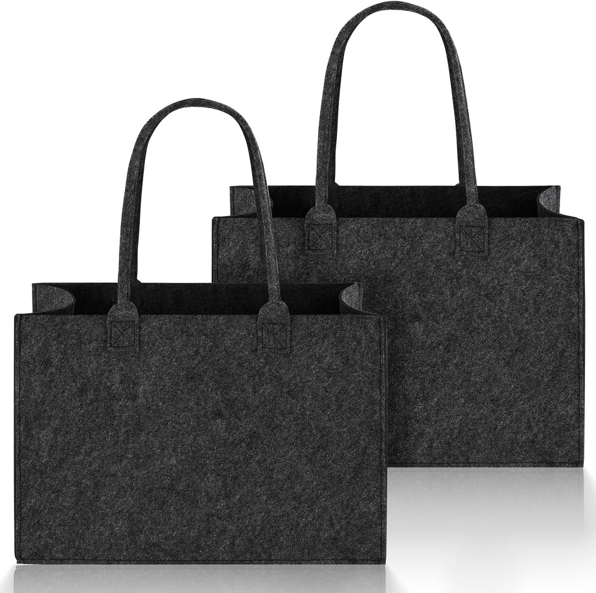 Felt bag shopper 40 x 30 x 20 cm - donkergrijs - vouwbaar - ideaal voor buitenactiviteiten - SnelShoppen