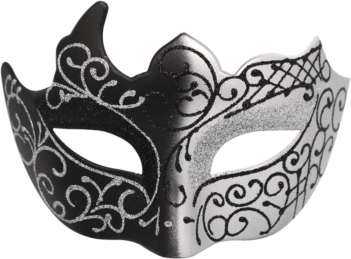Venetiaans masker - zilver - voor mannen - perfect voor carnaval en Halloween - SnelShoppen