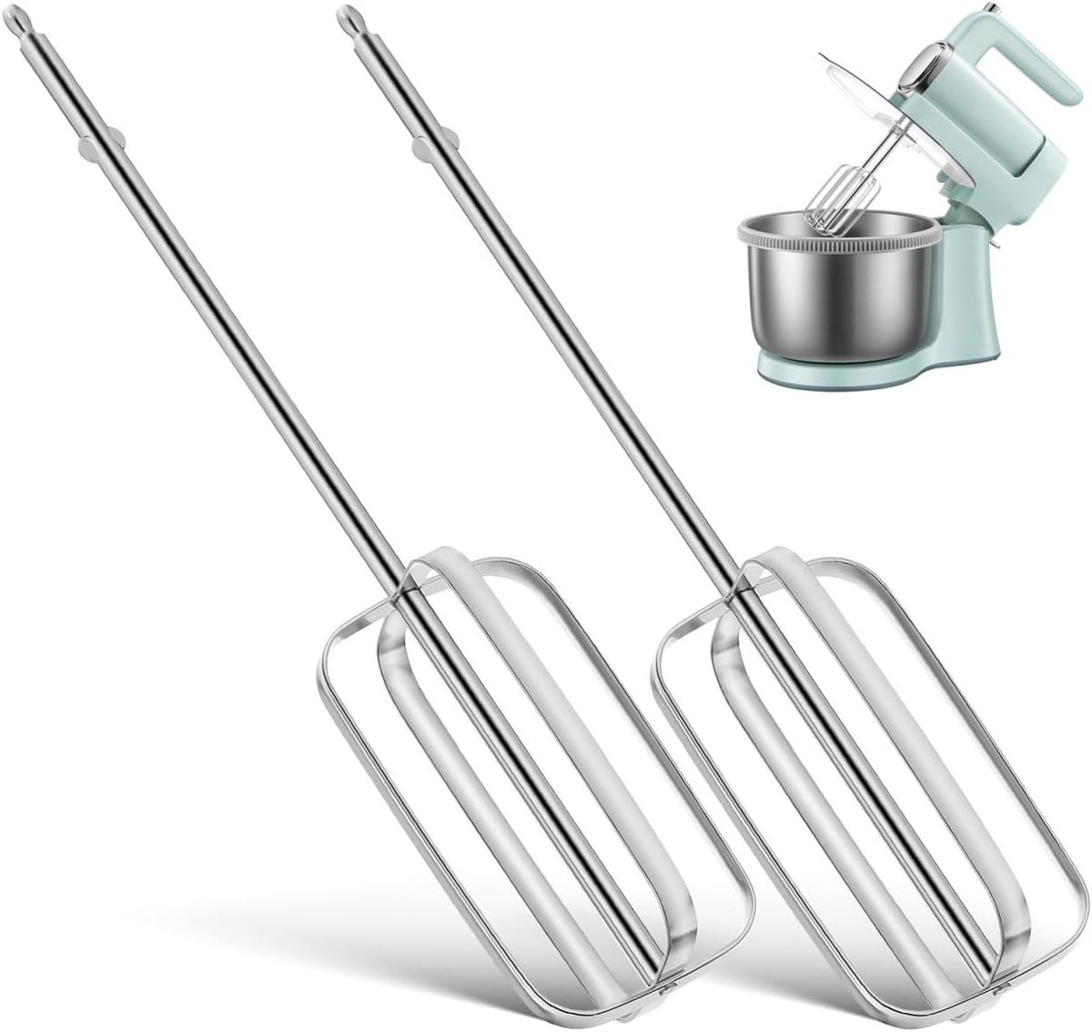 Handmixer-bezems set van 2 - roestvrij staal - reserve-eiergarde - efficiënt mixen - ShopVlot
