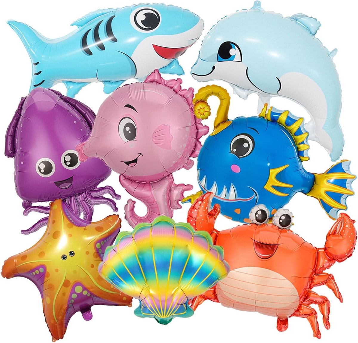 Zeedieren Ballonnen 8 Stuks - Aluminium - Feestdecoratie - Perfect voor Kinderverjaardag - ShopVlot