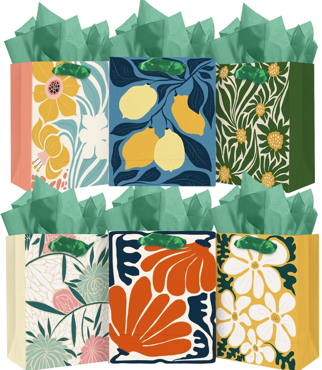 Cadeauzakjes middelgroot - papier met handgrepen - Clash Flowers - perfect voor vrouwen en moeders - ShopVlot