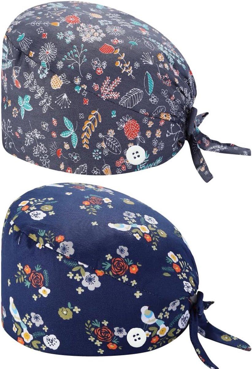 Surgical cap 2 stuks - verstelbaar met knoop - katoenprint - unisex werkhoed - ShopVlot
