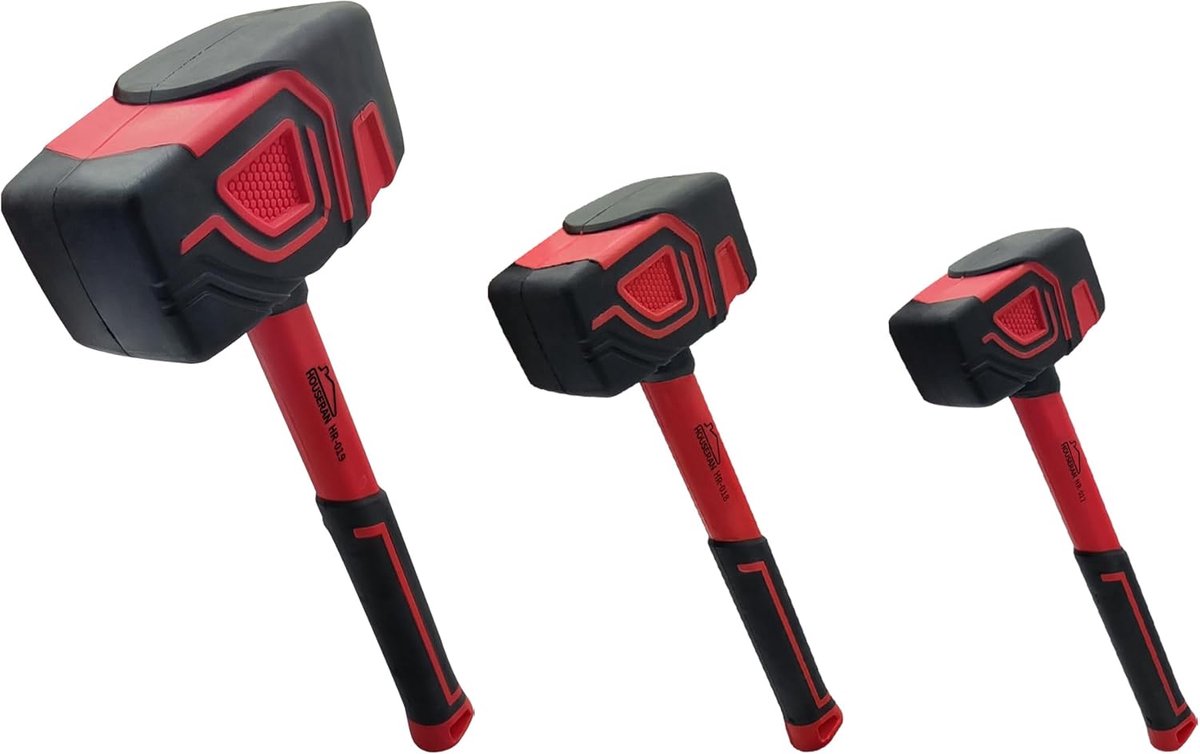 Rubber hamer set 10oz 20oz 30oz - stevige rubberen hammers - met zachte grip - voor vloeren en DIY - SnelShoppen