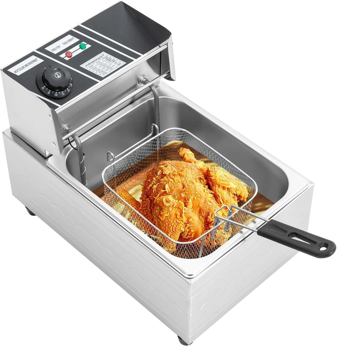 Elektrische Frituurpan - Friteuse Keuken - Lekker Frituren - Roestvrij Staal - 6 Liter - Zilver
