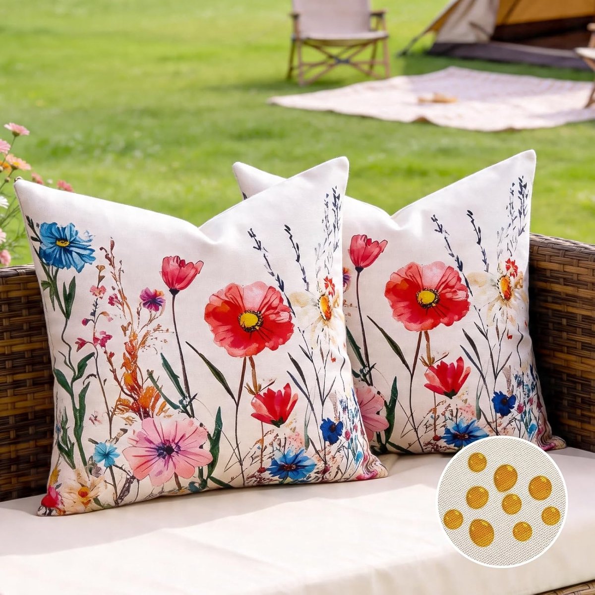 Cushion Covers Set van 2 - 40 x 40 cm - Polyester Mix - Bloemmotief voor Buiten - Perfect voor Tuinmeubelen - SnelShoppen