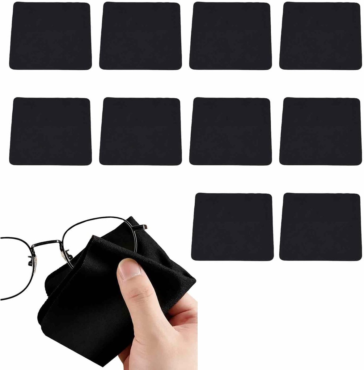 Brillenpoetsdoeken 10 Stuks - Microvezel 20 x 20 cm - Opticienkwaliteit - Voor het streeploos reinigen van brillen - SnelShoppen