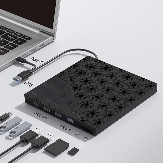 Externe Schijf Hub - Lezer Schrijver Docking Station - Data Overzetten - Brede Compatibiliteit - Standaard Formaat - Zwart — afbeelding 3