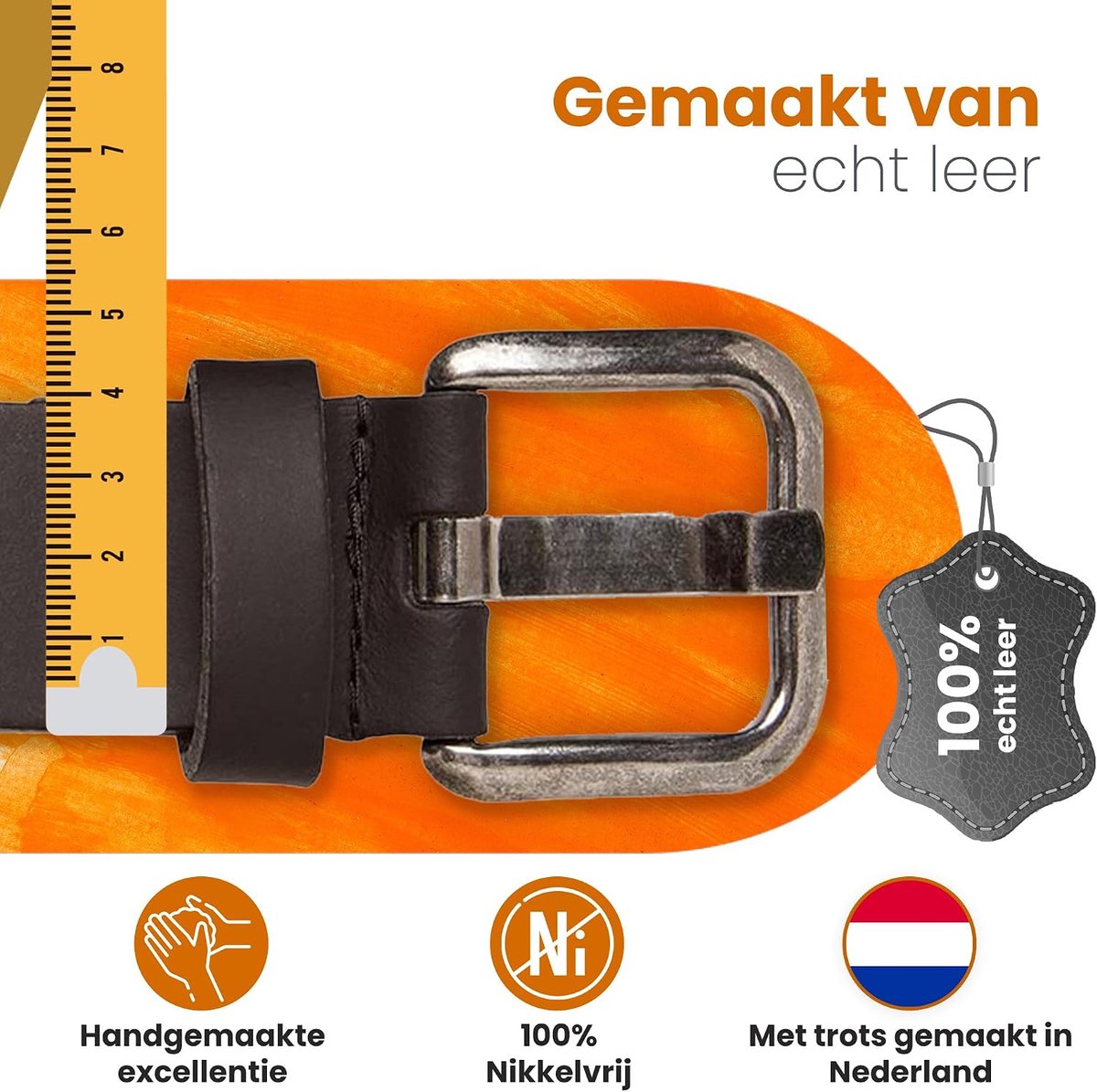 Leren Riem Unisex - 95 cm - Handgemaakt - 4 cm Breed - Duurzaam en Stijlvol - ShopVlot
