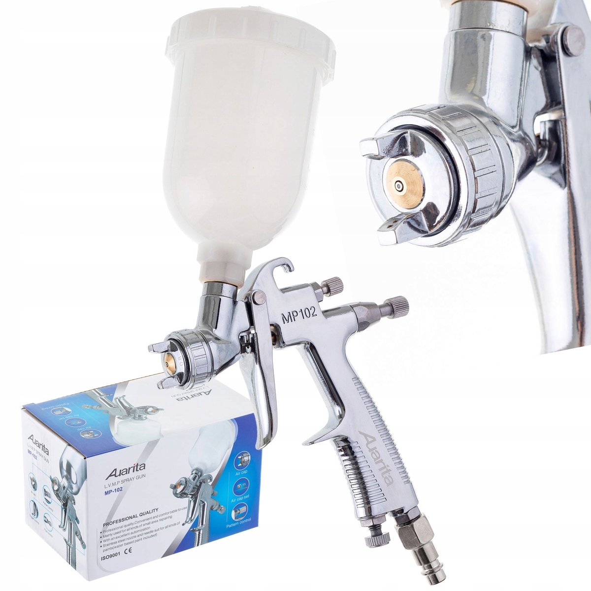 Merkloos Mini Lakspuitpistool LVMP 0,8mm 250ml voor Spotrepair