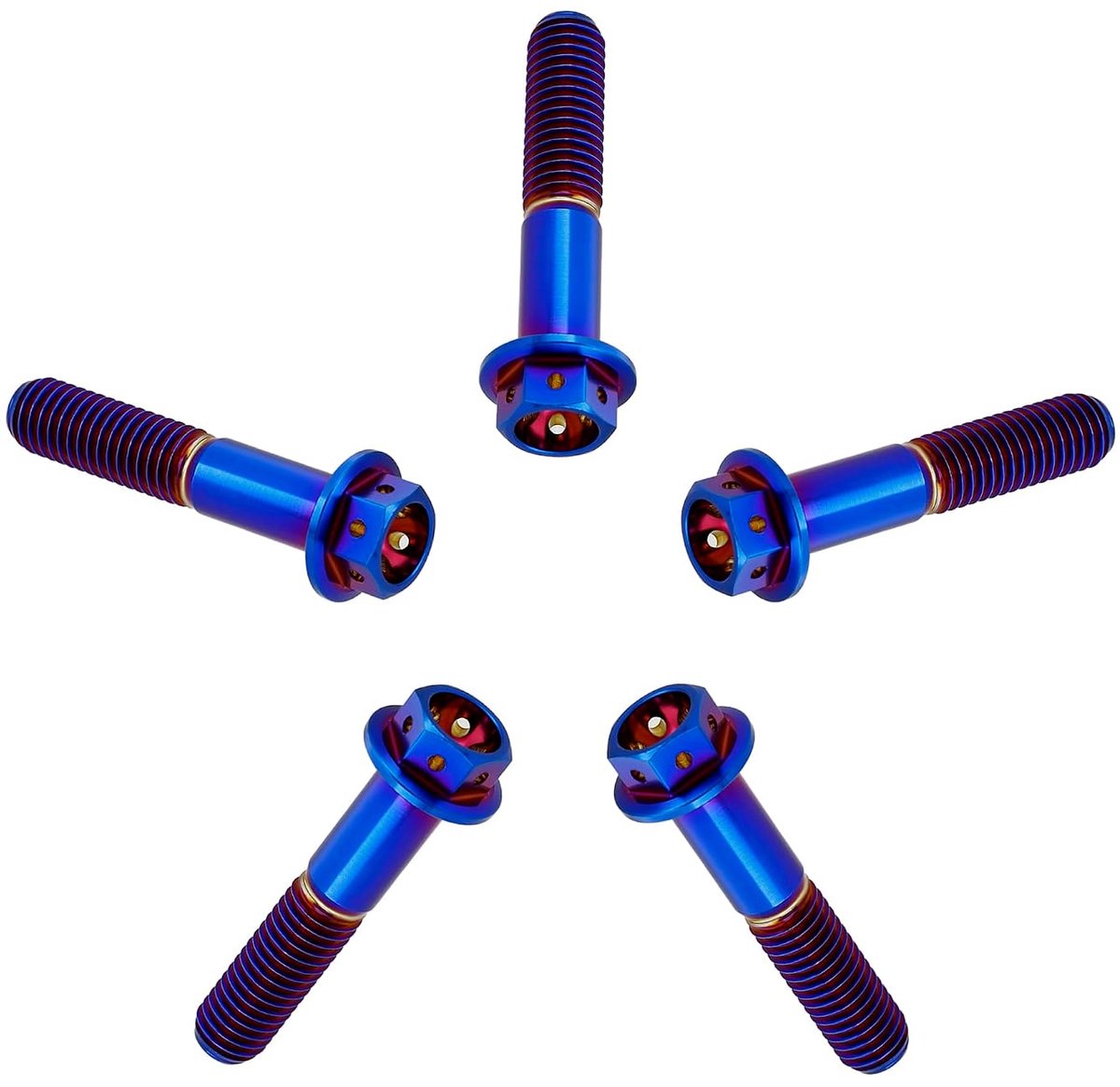 Titanium Bouten M8x25mm - Verbrande Blauw - Flens Hex Hoofd - Lichtgewicht en Sterk - ShopVlot