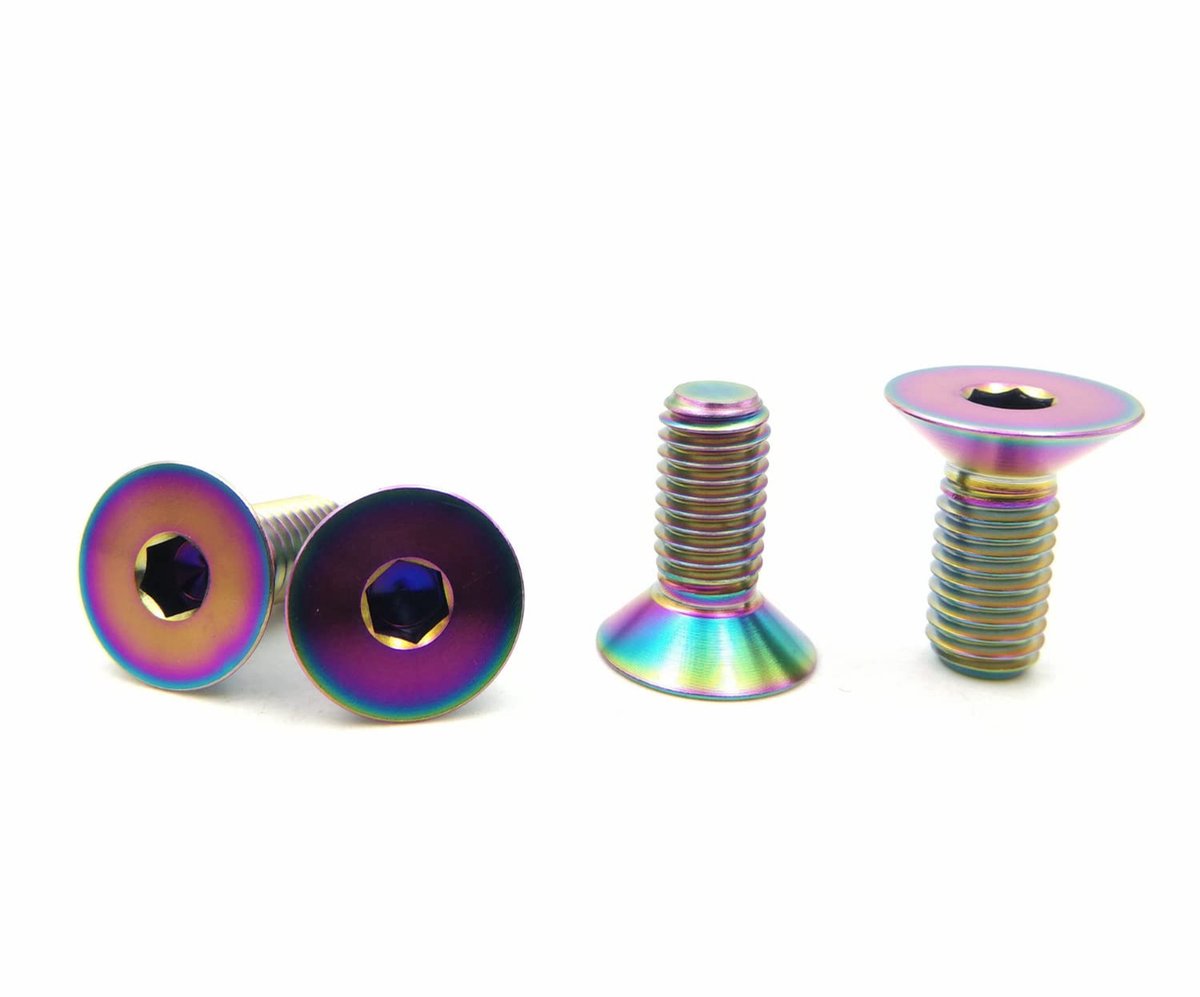 Titanium bouten M5 x 0.8 x 15mm - Iridescent titanium - Countersunk kop - Ideaal voor fietsen - ShopVlot