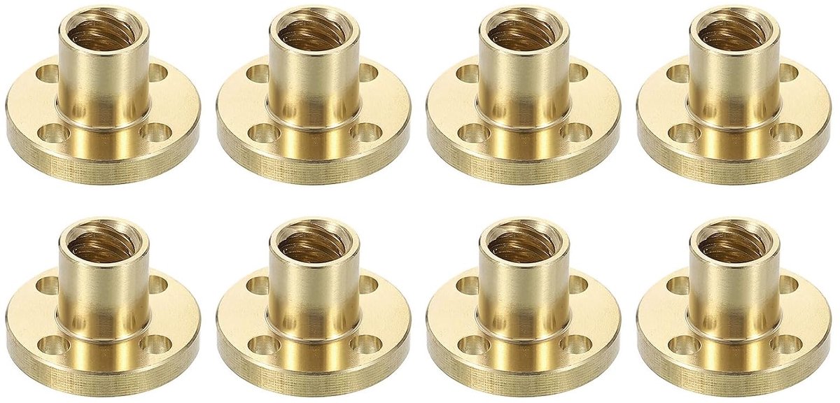 8 stuks Tr8 x 8 messing moeren voor schroef, trapeziummoer, lineaire schroef, ACME schroefvervanging, messing moer (2 mm verdeling, 4 starts, 8 mm stap) voor 3D-printeraccessoires