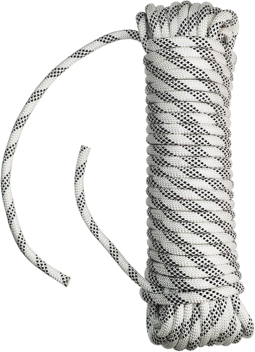 Touw touw 8mm-30M Polypropyleen touw Outdoor Touwwerk Vlecht lijn Textiel touw Lijn Nylon koord Koord gevlochten Touw (Wit, 8mm-30M)