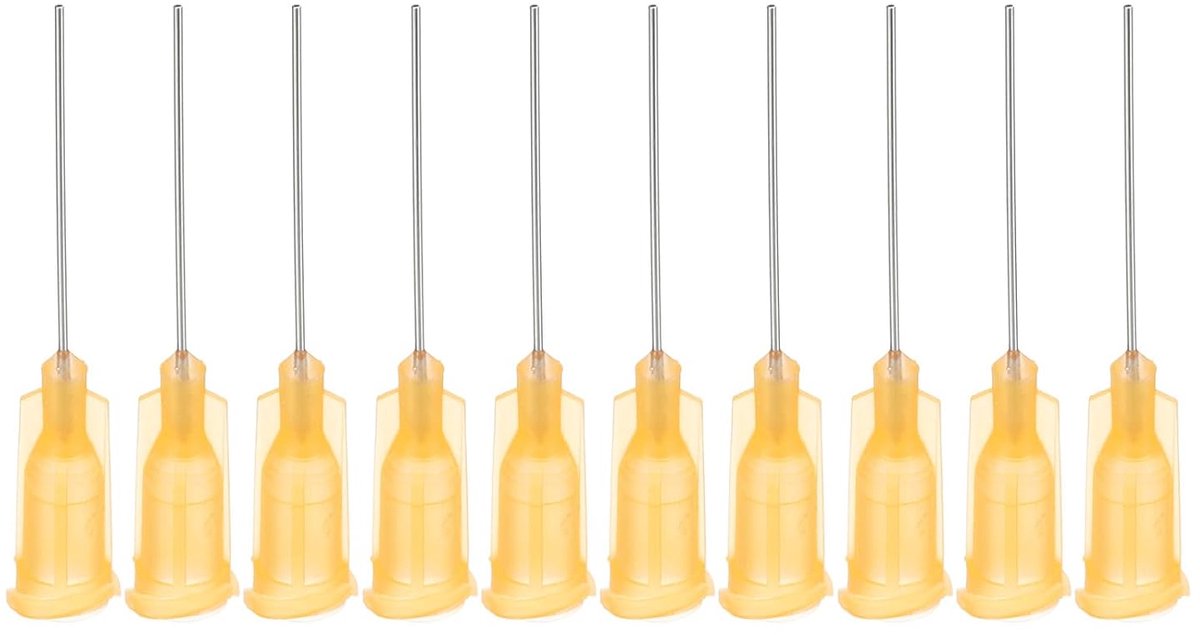 23 ga x 2,5 cm dispensernaalden, 50 stuks kleefnaalden van roestvrij staal en kunststof met luer-aansluiting voor lijm- en olieapplicators, kleur oranje