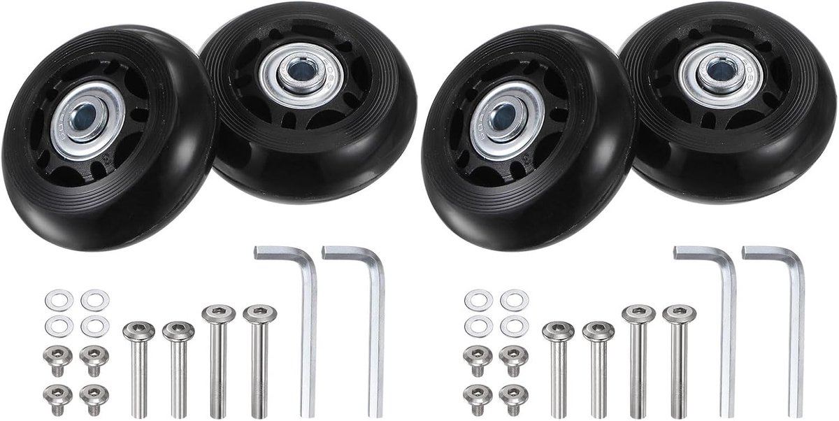 4 stuks kofferwielen, reservewielen, 60 x 24 mm, PU-lagerwielen voor trolleytassen, titanium koffer en koffer
