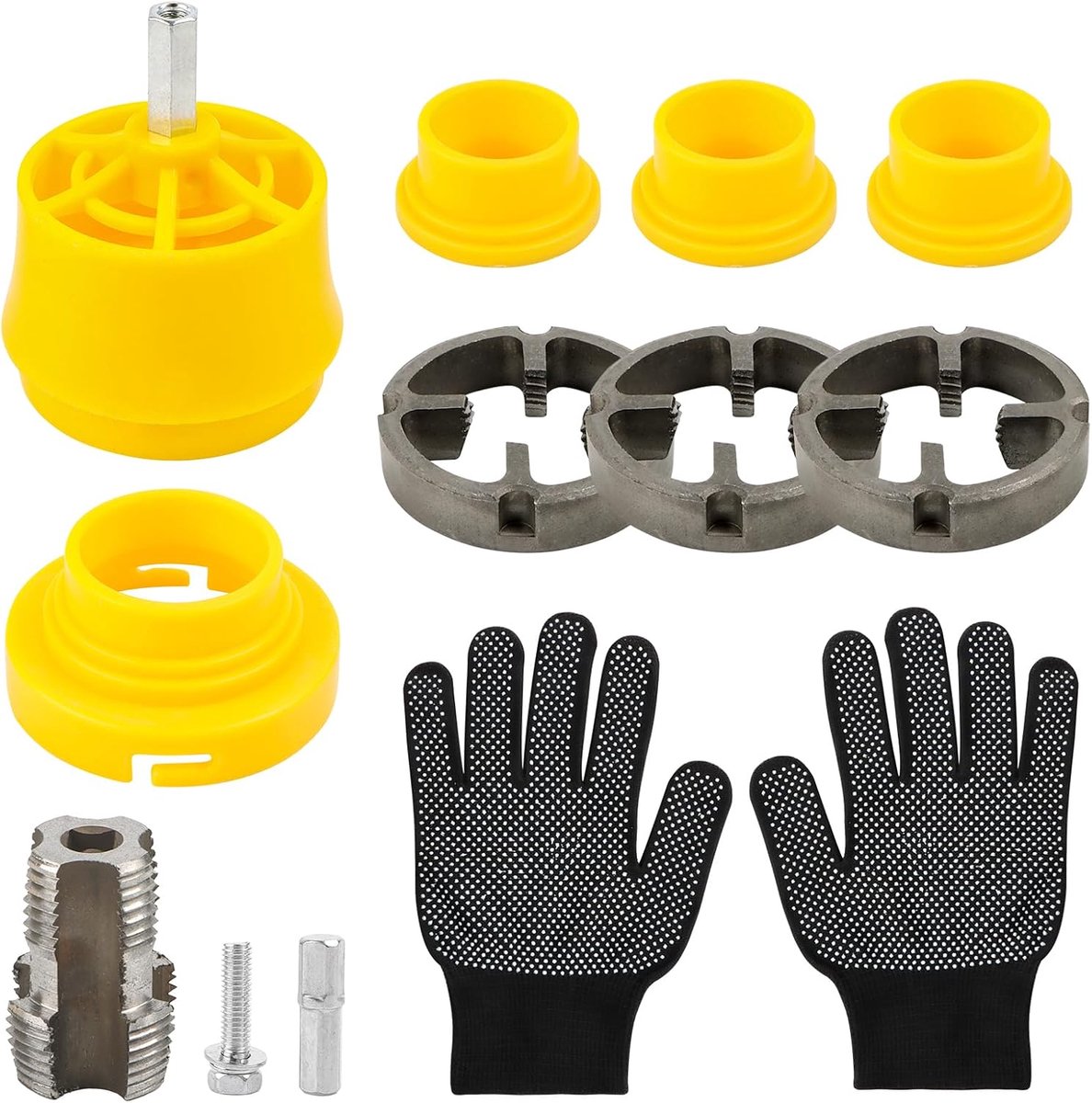 buisdraadsnijset voor elektrische boormachines, pvc-pijpdraadsnijset met handschoenen, kunststof buisdraadsnijset met 3 snijijzers
