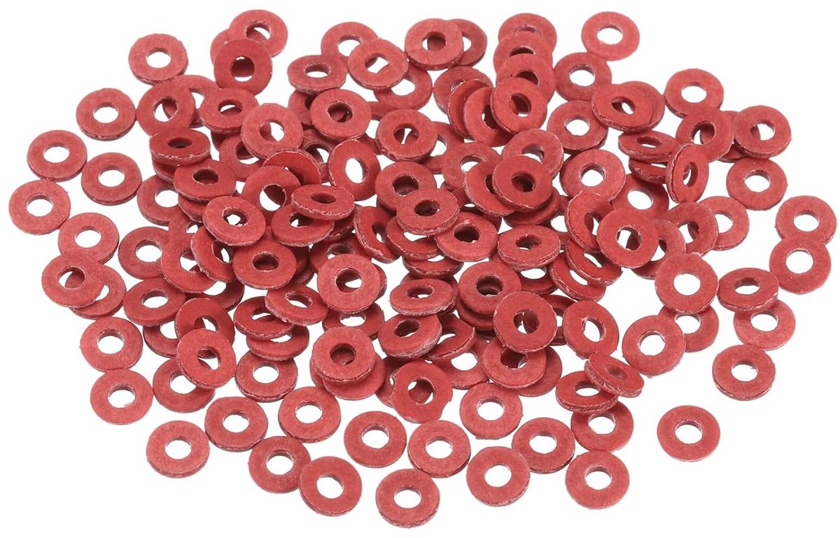 Platte afdichtingen, isolerende platte afdichting, 2 mm ID 5 mm OD 0,5 mm dik, rode staalpapierafdichtingen voor machinebevestigingen, sanitaire reparatie in het algemeen
