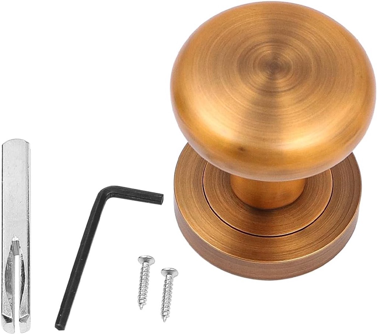 Deurklink Gouden Brons Keukenkast Knoppen Ronde Deurklink Zinklegering Onzichtbare Deurslot voor Slaapkamer Badkamer Keuken
