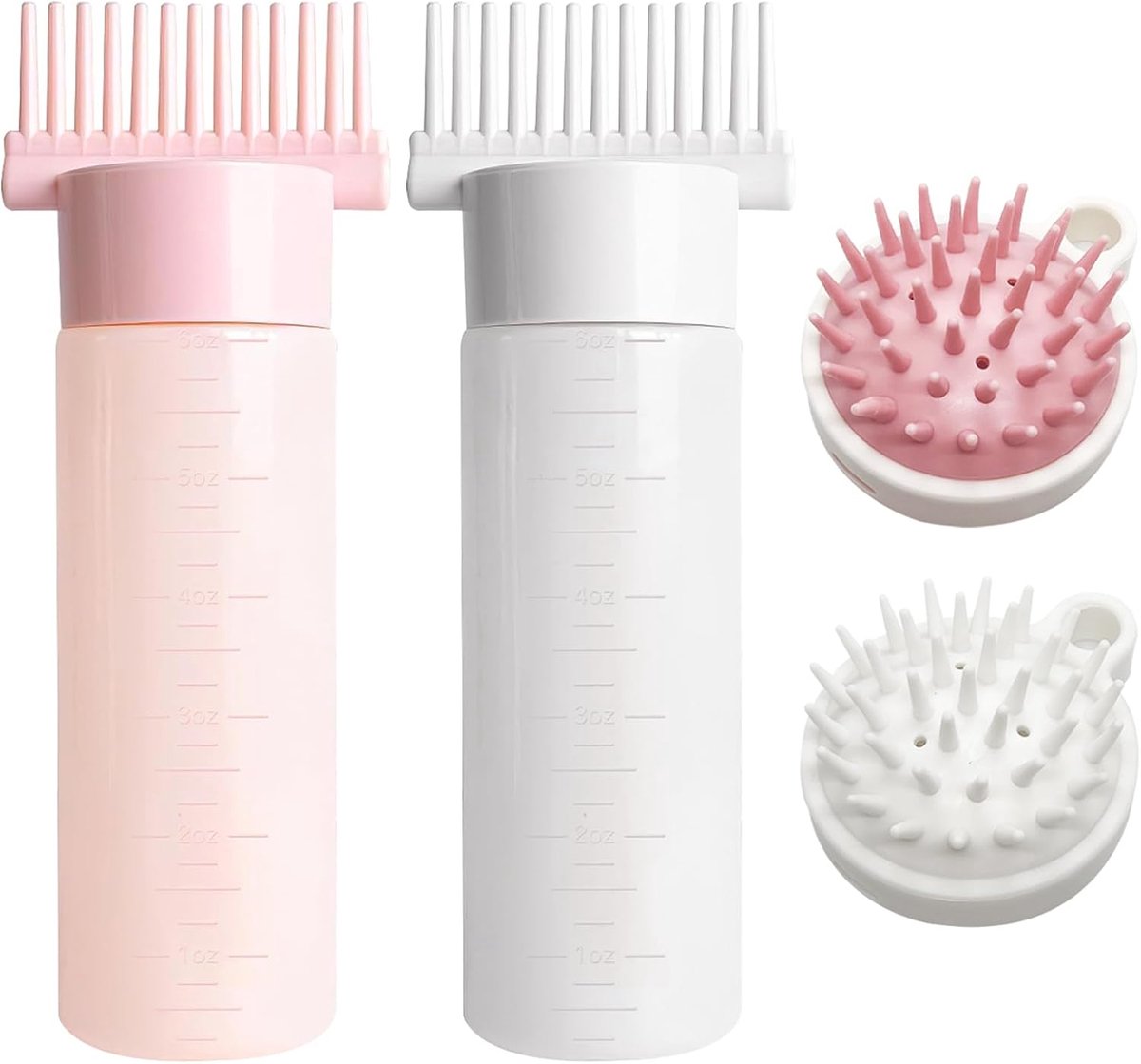 2 haarolie applicator 180 ml fles 2 hoofdhuid massageborstjes, gradert schaal, gladde haarkleurborstelharen fles olie haar