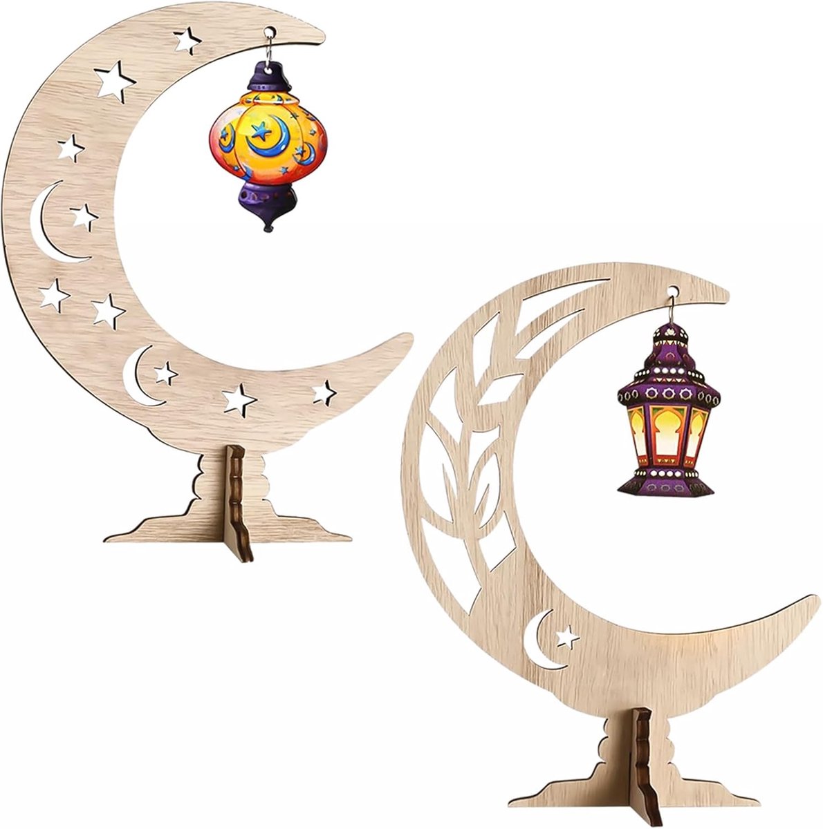 Decoratie hout, Eid Mubarak decoratie, Ramadan tafeldecoratie, Ramadan Mubarak decoratie, houten maansterren Ramadan decoratie, houten hanger ornament Ramadan voor thuis, Eid Mubarak geschenke