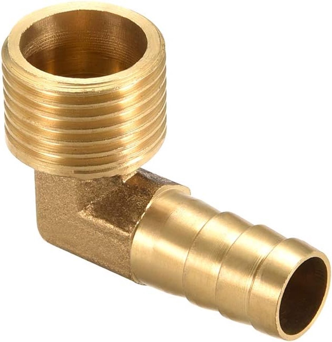 Sourcing map Messing Barb slang 90 graden ellebogen 6 mm stekel x 1/8" G stekker fluit 1/2 G Male x 12mm Barb