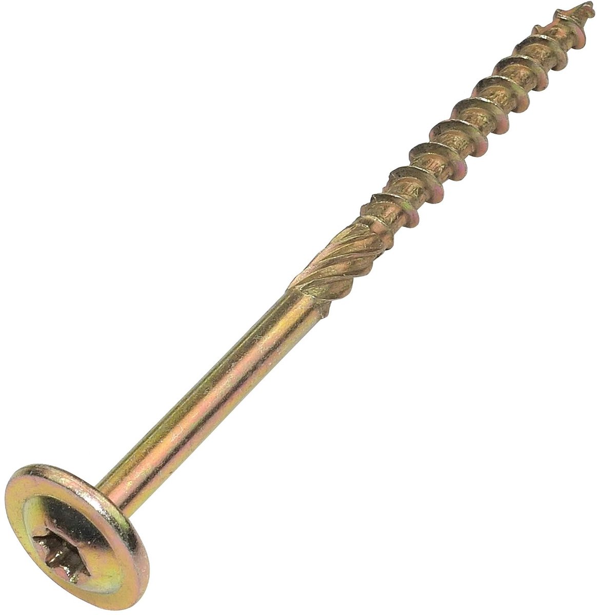 Houtschroeven Ø6 x 100 mm - brede lenskop - steraandrijving ❁30 - messing staal - C48351