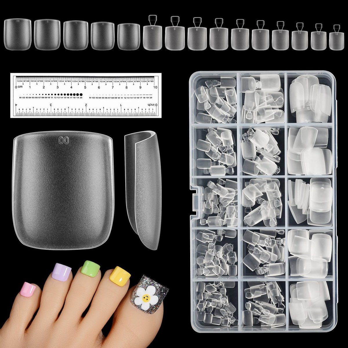 Kunst Teennagels 240 Stuks 15 Maten Zachte Gel Tips Volledige Dekking Teennagel Kunstnagels Teennagel Tips Duidelijke voor Beginners Nagelstudio - 018 | Zachte gelnagels, volledige dekking, kunstteennagels, kunstteennagels, voor manicure thuis