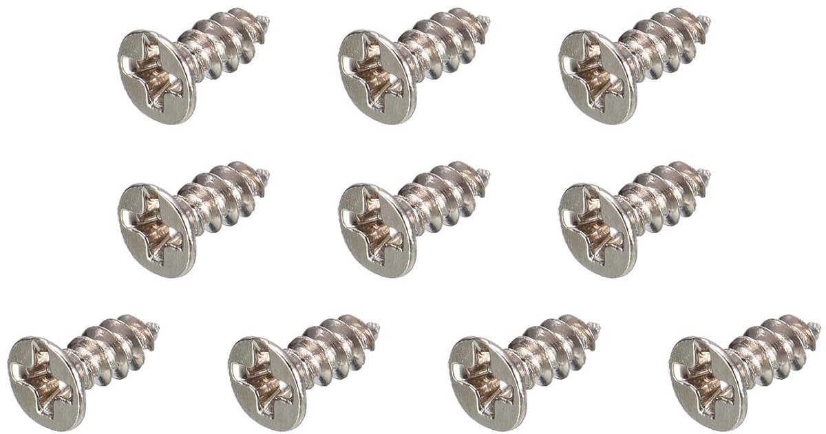M3 x 8 mm zelftappende schroeven, 200 stuks kruisgleuf sluiting voor montage deur en bevestigingsmiddel [zilverkleurige platte kop]