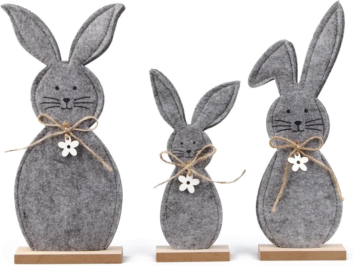 decoratieve vilt, 3 stuks paasdecoratie om neer te zetten, paasdecoratie, tafelset, paasdecoratie, natuurlijk, paashaas de ko groot, paasdecoratie, modern, paashaasfiguren