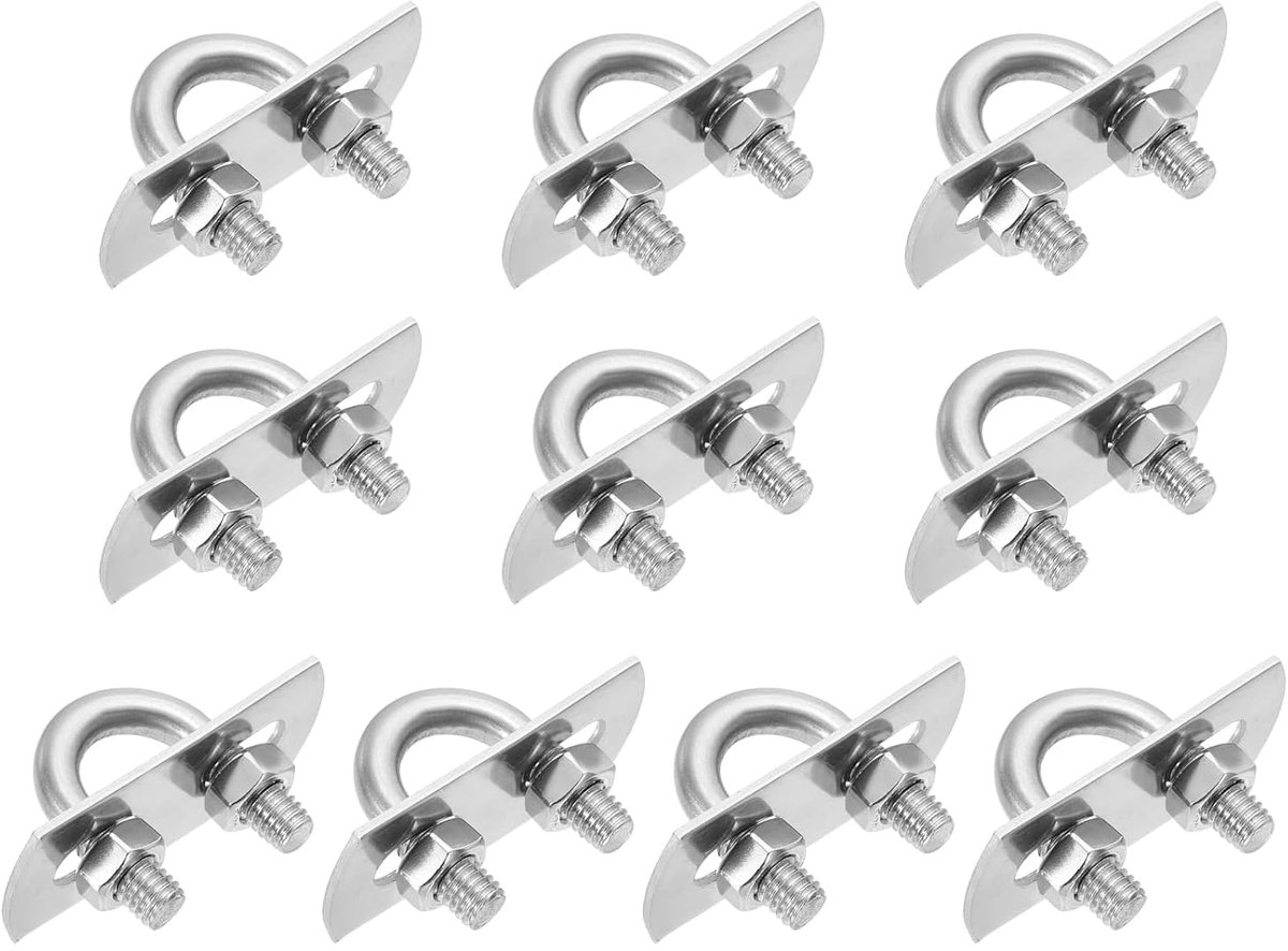 M6 ronde U-moeren, 10 verpakkingen van 14 mm, breedte binnen 33,5 mm, lengte 201 U-moeren van roestvrij staal, met platen en moeren voor auto, aanhanger, boot, zilver