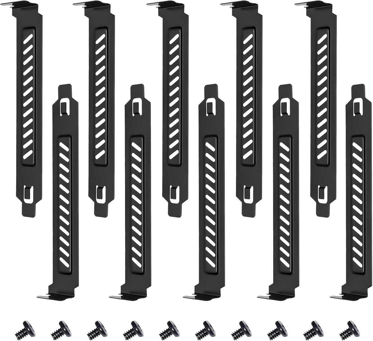 10 stuks PCI-sleufafdekking, zwarte PCI-sleufafdekkingen met 10 schroeven, achterwanden voor computerbehuizingen, ventilatie en stofbescherming, compatibel met de meeste desktopbehuizingen