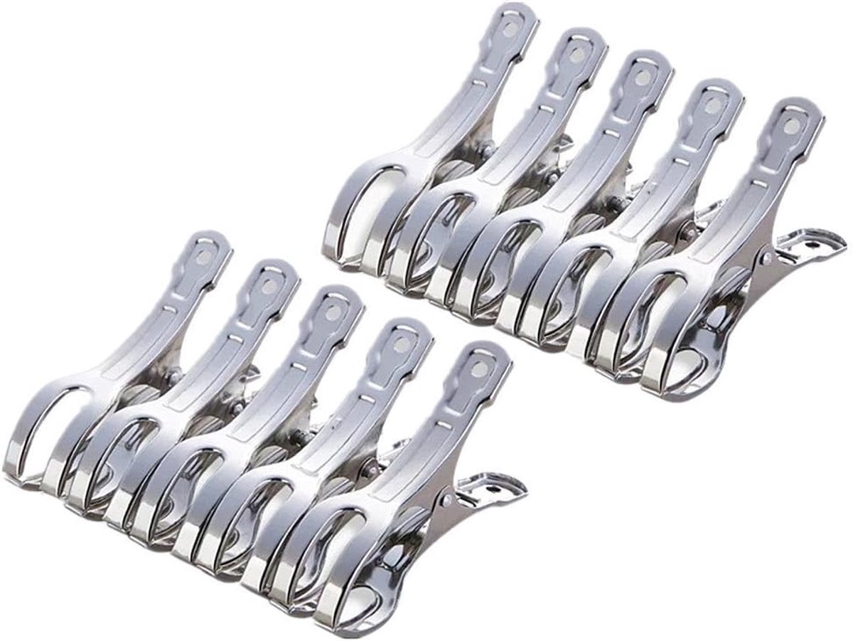 byou Handdoekklemmen, strandhanddoekclips, roestvrij staal, grote wasknijpers voor dagelijks gebruik, strandhanddoek, badhanddoek, beddengoed en dikke kleding, 11 cm, 10 stuks