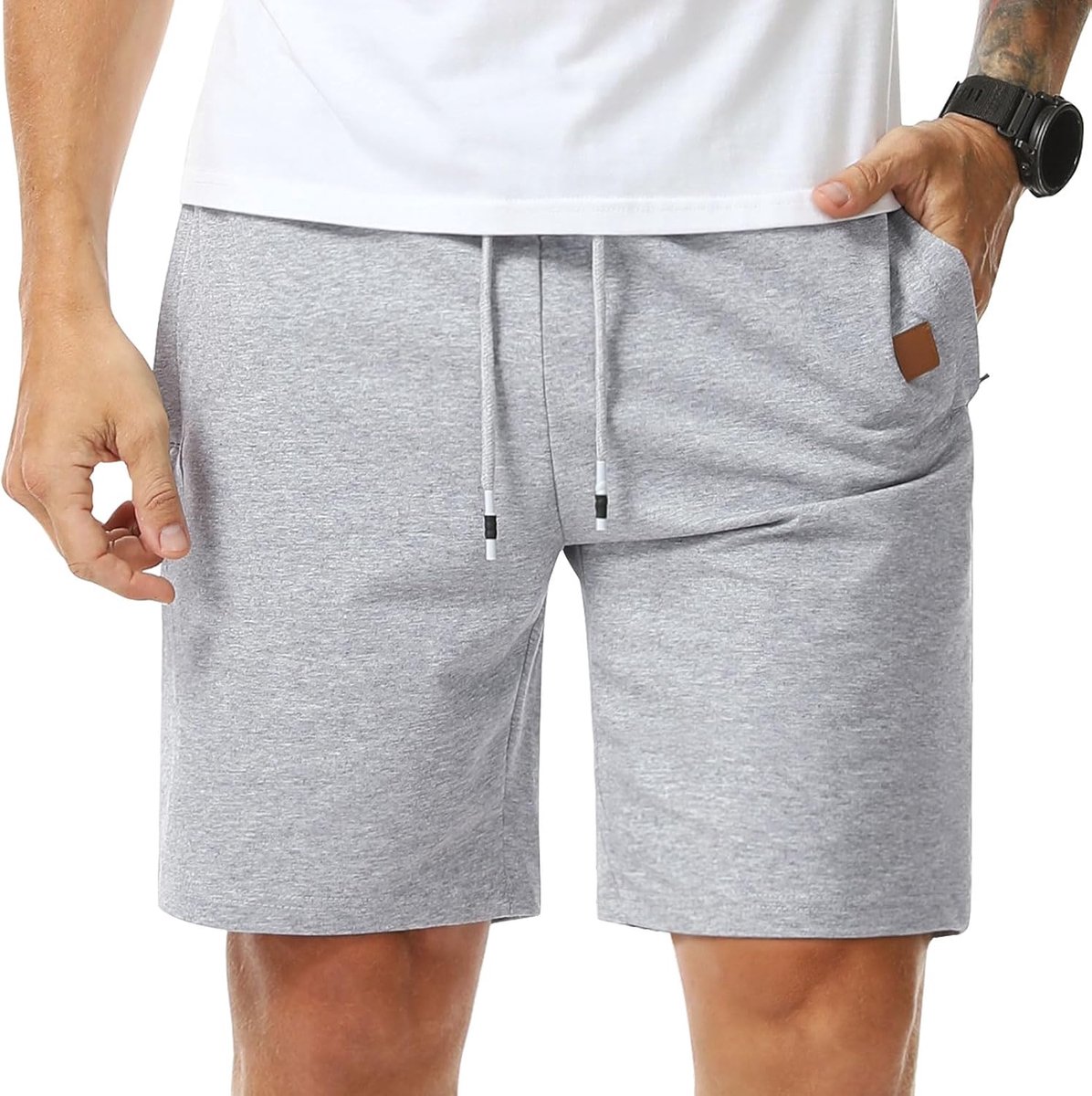 Herenshorts, casual shorts, korte broek, sport, joggingbroek, zomer, katoen, met zakken met ritssluiting