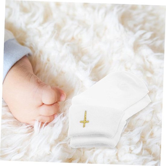 Baby Sokjes - Babyschoentjes - Speciale Gelegenheid - Antislip Zolen - 4.13 x 2.95 Inch - Wit — afbeelding 3
