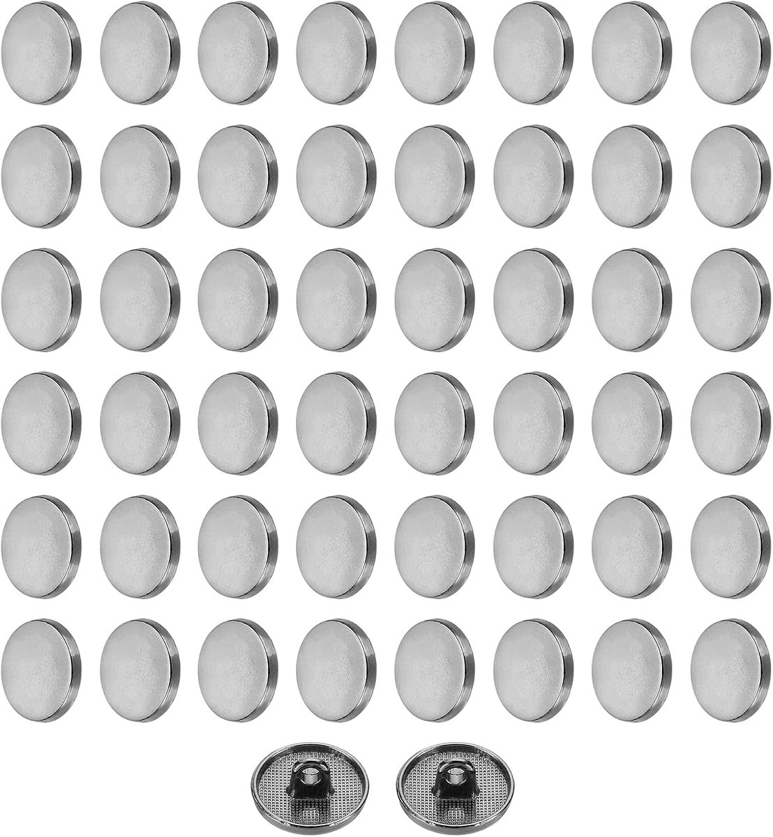 50 stuks zwarte metalen platte buttons om aan te naaien, 15 mm, knutselknopen, ronde knopen voor kleding, broeken, mantels, jassen, blazer, hemd, pakken, decoratie, handwerk zelf maken