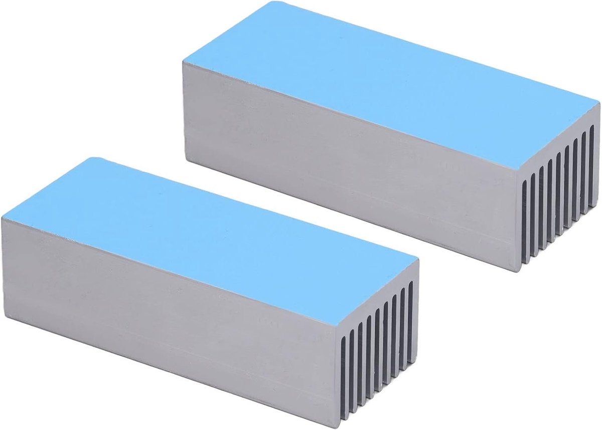 2 Stuks Koelvinnen Aluminium Warmteafvoer Koeler Radiator voor CPU Power Board 100x40x30mm(With thermal conductive adhesive)