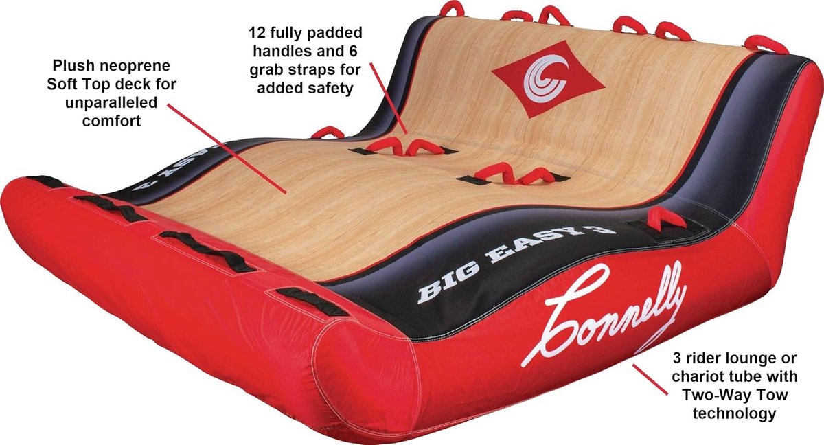 Trekbanden Big Easy 3 Soft Top - 3 persoons lounge tube - waterafstotend - ideaal voor plezier op het water - SnelShoppen
