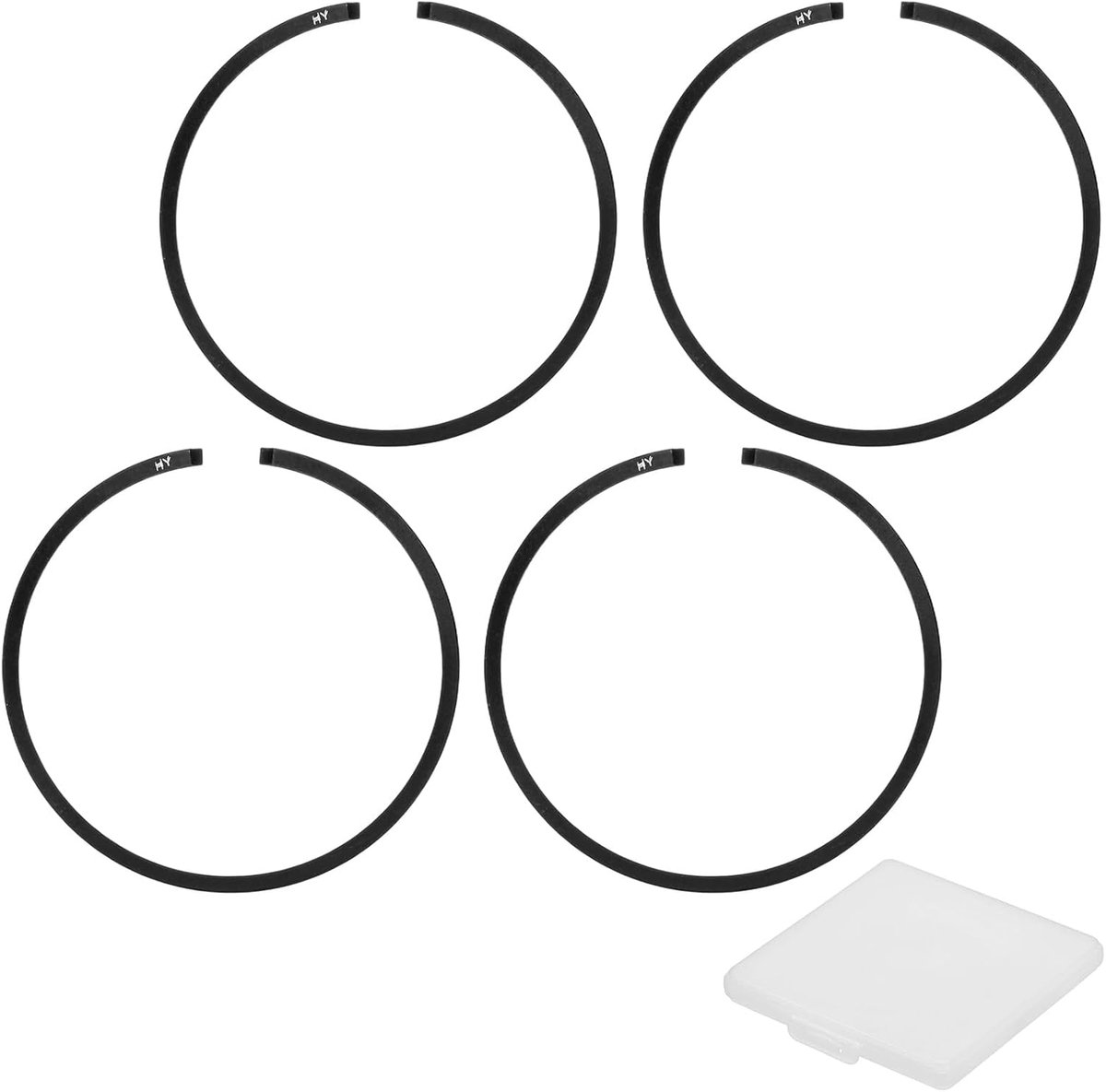 METERXITY Set van 4 zuigerveren voor motoren, 37 mm x 1,5 mm dik, smeedijzeren zuigerringset, standaard vervanging voor kleine motoren/motoren/machines [zwart]