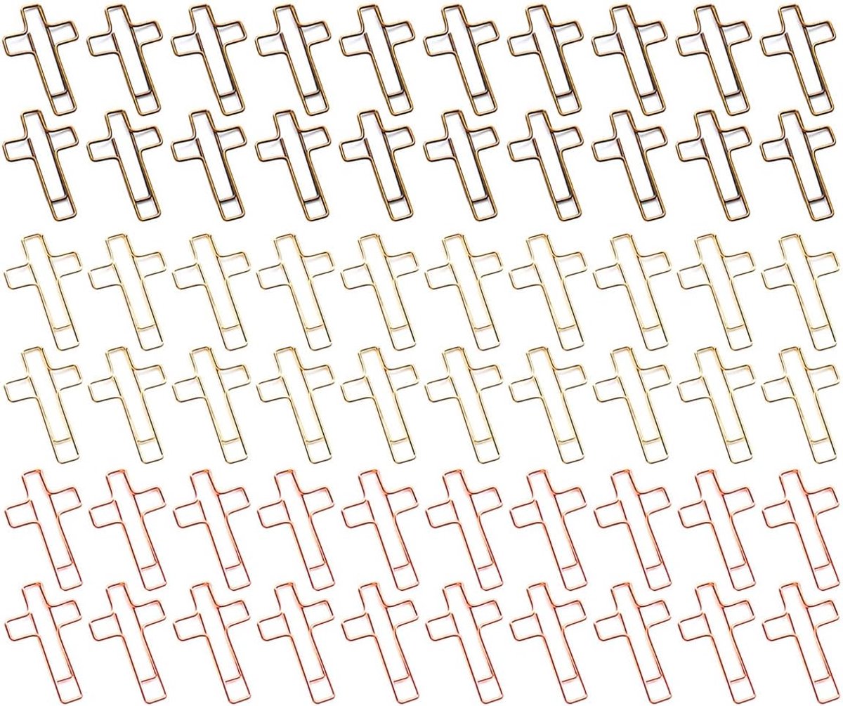 60 stuks Paperclips Journal Christelijke Bladwijzer Metalen Paperclips Met Plastic Doos (Goudbrons En Roségoud)