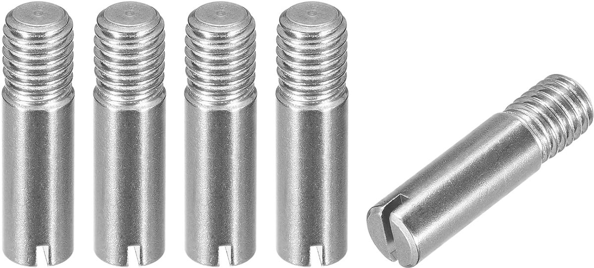 Sourcing map 5 stuks M8 x 30 mm cilinderpen met sleuf van 304 roestvrij staal met buitendraad voor het positioneren van meubels en kasten