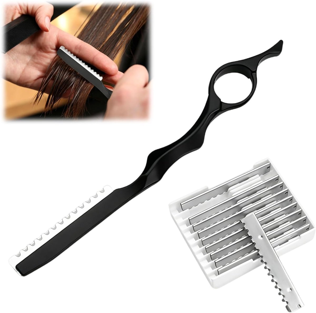 11-delige Set Stylingkam Zwart met 10 Vervangstukken, Haarstyling Tool voor Haarvorming en Textuurstyling, Voor Salon en Thuisgebruik