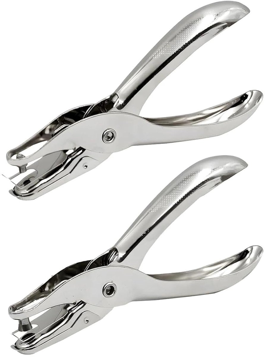 2 stuks Kleine Gat Punch 6mm, een Gat Punch, Handheld Kleine Enkele gat Puncher Ergonomisch, Zilveren Metaal Mini Papier Punch Voor Papier, Scrapbooking, doe-het-zelf Ambachten