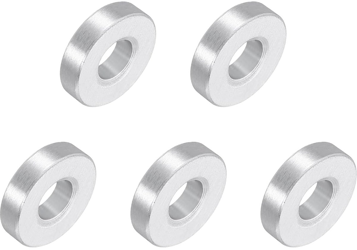 5 stuks aluminium afstandshulzen, 8 mm boring x 19 mm buitendiameter x 4,7 mm lengte, afstandhouderbus voor M8-schroeven, bouten en stangen, zilver