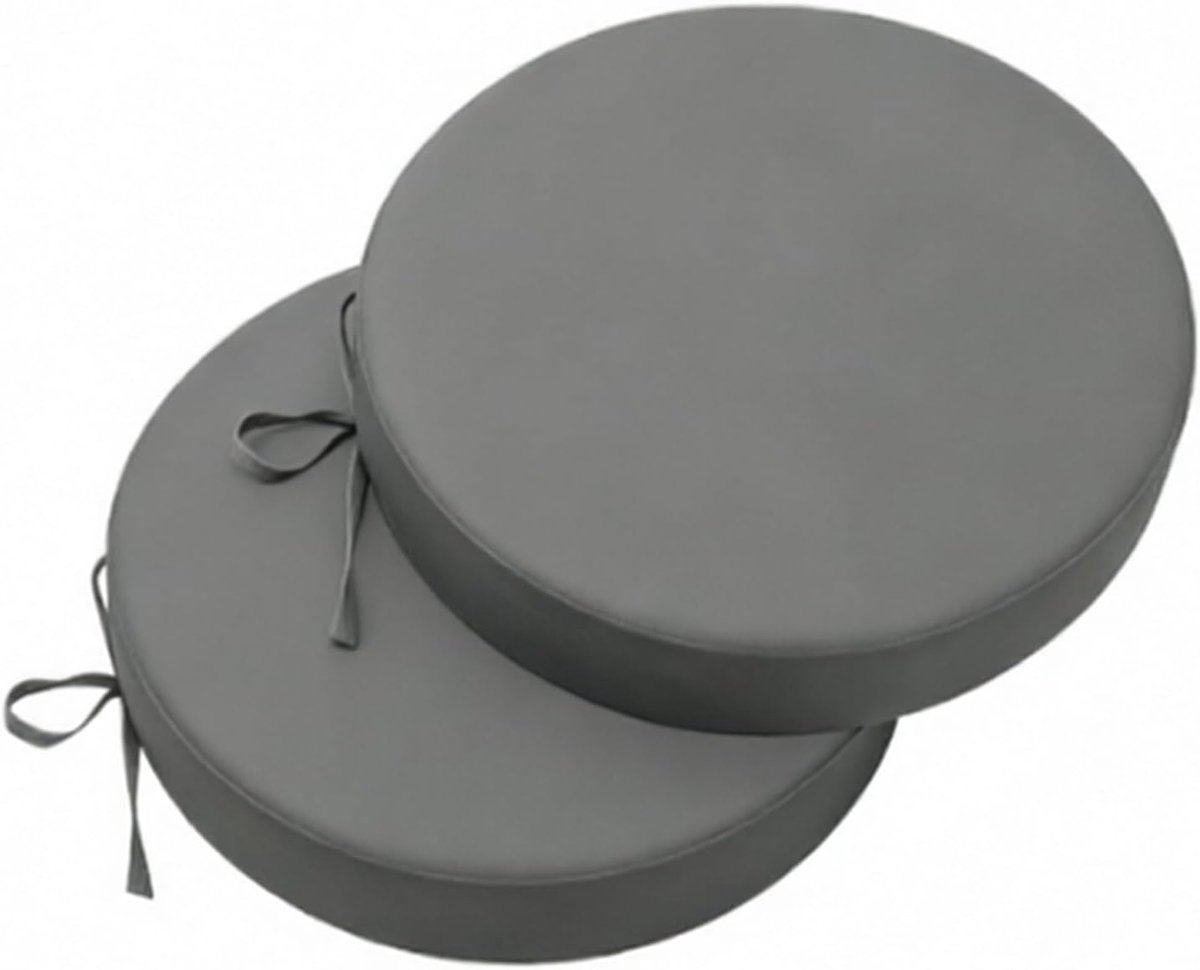 Set van 2 stoelkussens voor buiten, 35 x 35 cm, zitkussens, stoel en zitkussens, tuinstoel, stoelkussens voor buiten, bekleding voor tuinmeubelen, weerbestendig zitkussen met banden (35 cm, cirkel)