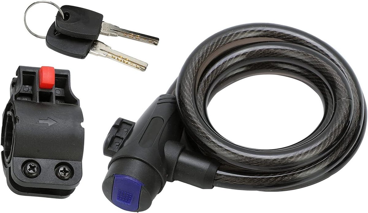 Fiets Anti-diefstal Slot - Spiraalkabel Beveiliging - Fiets Bescherming - PVC Omwikkeling - 1.2 Meter - Zwart