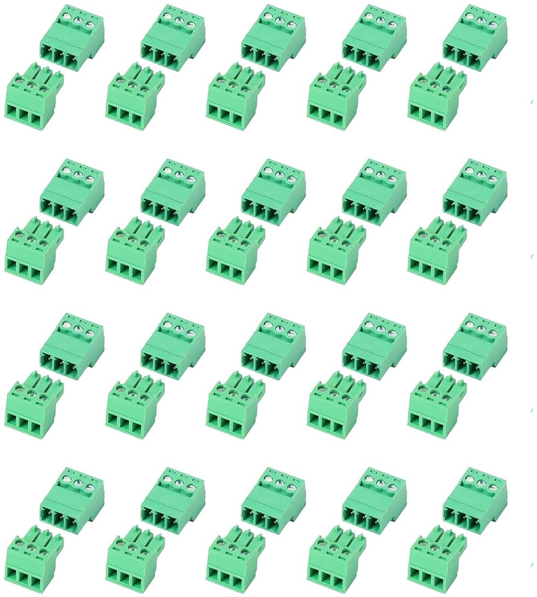 20 paar 3-polige steekbare klemmen 5,08 mm pitch PCB schroefklemmenconnector Klemmenblok pluggable voor socket paneelmontage (3-pins)