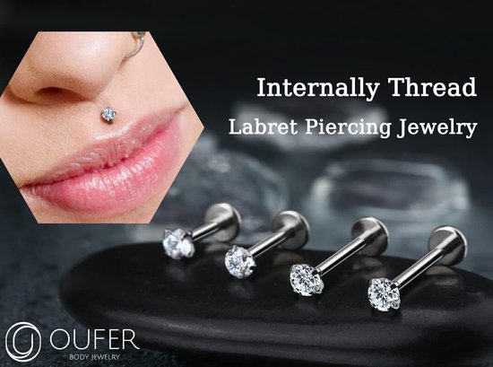 Body Piercing Intern Lip Bars Labret Stud Piercing 6mm/8mm/10mm/12mm Helix Oorbel 16G Tragus Oorbel Piercing Sieraden Titanium Tragus Helix Conch Lip Piercing Bars, Titanium — afbeelding 4