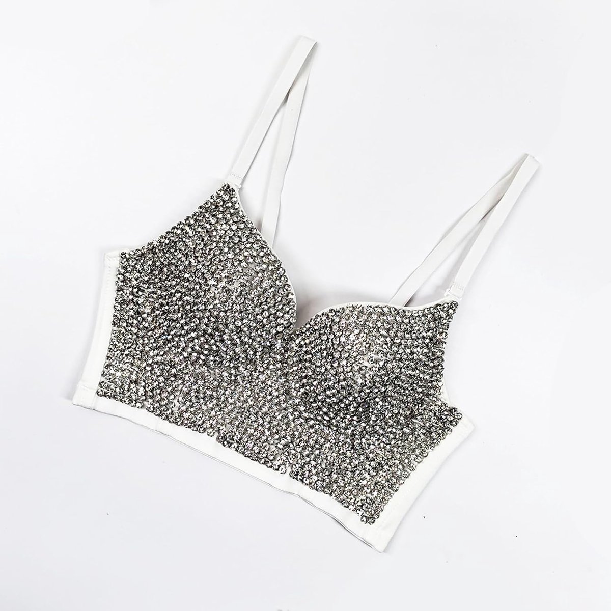 Bustier, crop top voor bruiloften, rhinestone diamond push-up BH, slim vest